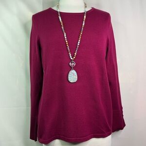 Chico's Size Lβ 2 Rich Berry Blouse Fall Sweater Top